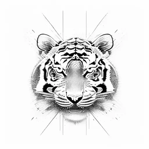 Lineart Of A Crawling Tiger