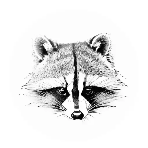 Raccoon Slashing With Katana In Oni Mask