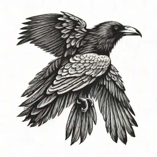 Crow Flying Away Sharp Beak Sharp Claws