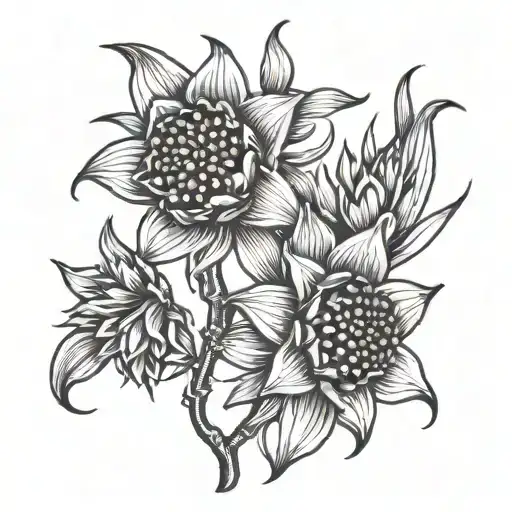 Pomegranate Wheat Narcissus Torch Black And Red