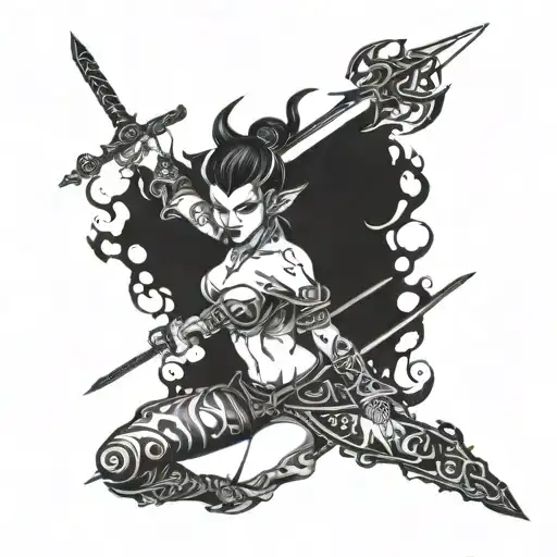 Women Demon And Swordswoman