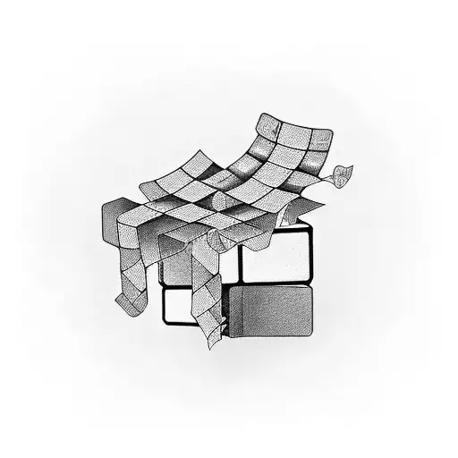 Color Tattoo Design Of A Solved Rubiks Cube Surrounded By Vines