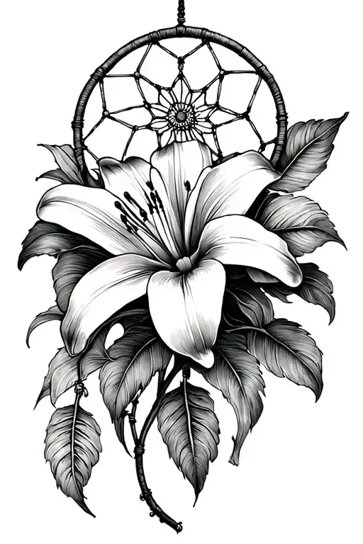 Lily Flower And Dreamcatcher