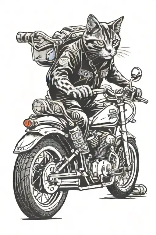 A Cat Riding A Motorcycle With The Logo Of The Hells Angels Motorcycle Club
