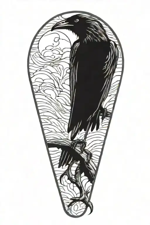 Raven Perched On Scythe