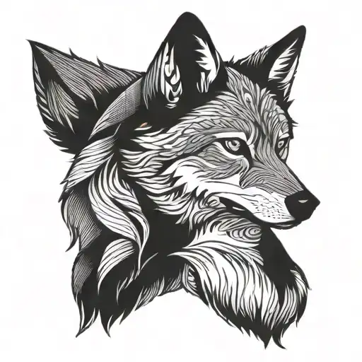 Wolf Focused On A Family Dog