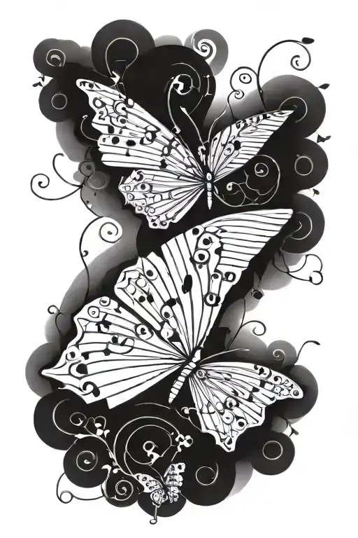 Incorporate Sheet Music Notes Forming The Shape Of A Butterfly