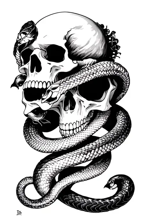 Skull & Snakes Wrapped Together
