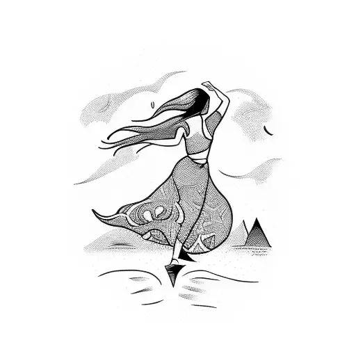 Woman Dancing On Beach