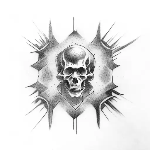 A Hallway With A Man Walking Down It With Heaven And Hell Surrounding The Hallway