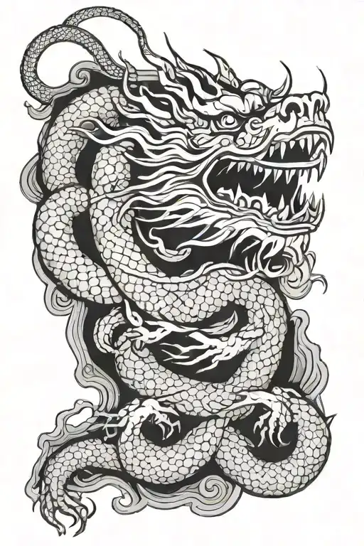 Chinese Dragon Full Sleeve Only Outlines