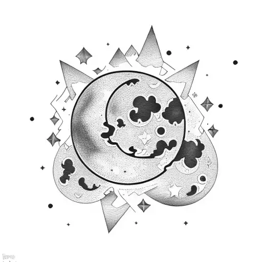 Moon And Stars In Ghotic Style