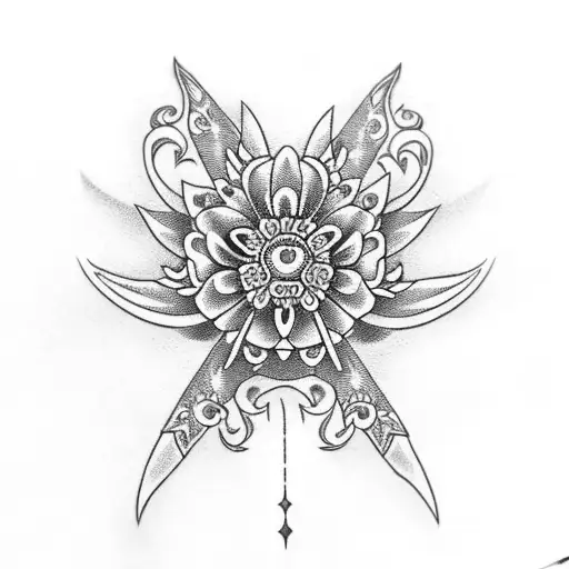 Dagger With Twisted Handle And Daisies Around