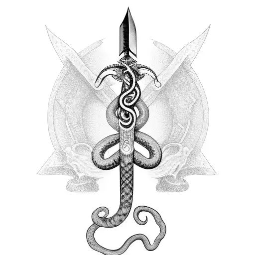 Dagger With A Twisted Handle And A Snake Around It