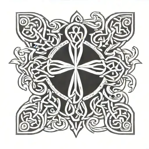 Celtic Knot Cross With A Shamrock In The Center And A Griffin Surrounding It
