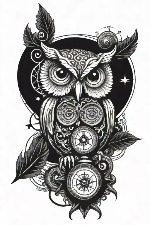 Owl And Compass And Infinity Symbol