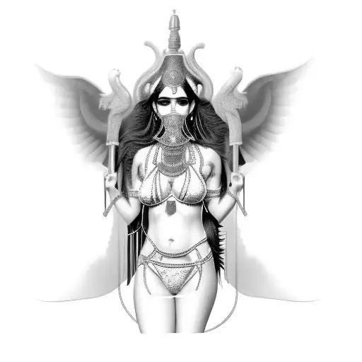 Ishtar Goddess Sexy Fit Bikini Stockings Clear Simmetric Face With Black Medial Mask