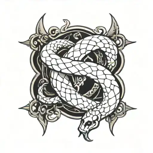 Old School Snake Intertwined In Dagger Piercing