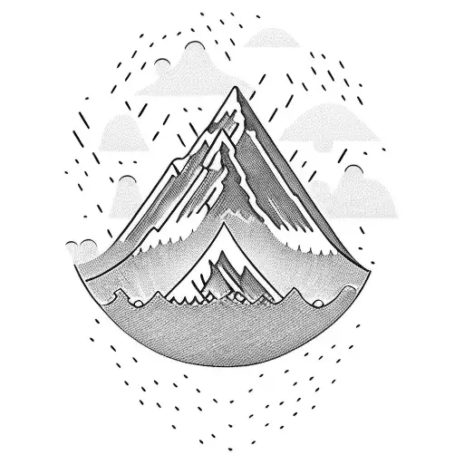 Mountain And Waves Scene