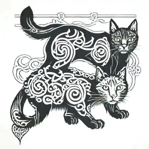 Irish Celtic Tattoo Of Dog And Cat