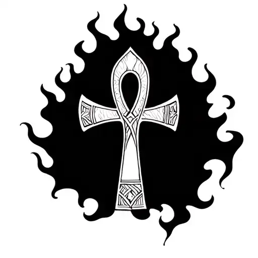 Ankh Symbol With Flames