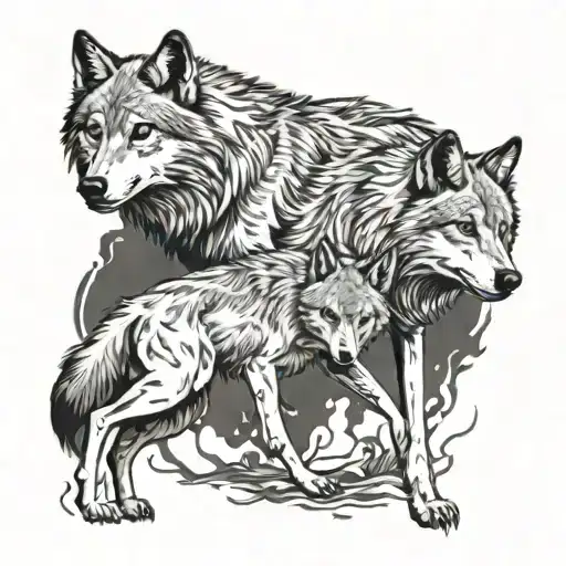 Scaring Away Wolves That Covers The Entire Forearm Symbolizing Dad And Son