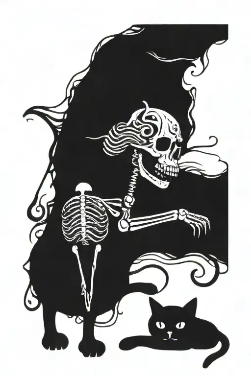 Skeleton And Cat