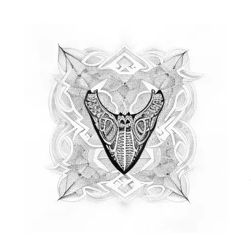 Black Moth With Intricate Geometric Patterns