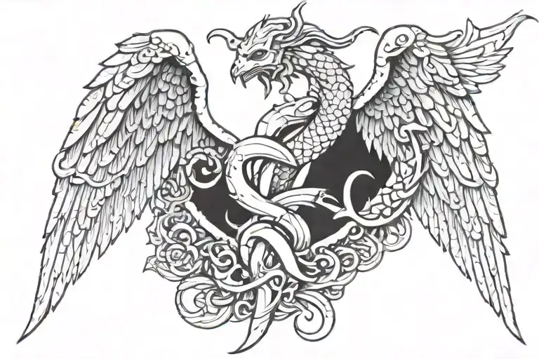 Devil's And Angel Fire Wings Dagger Snake