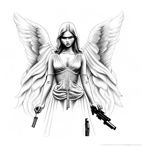 Angel On Side With Gun