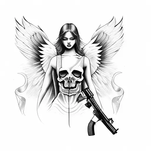 Angel On Side With Gun