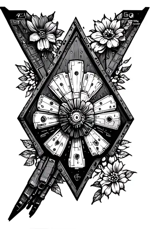 Millenium Falcon Floral Inverted Triangle