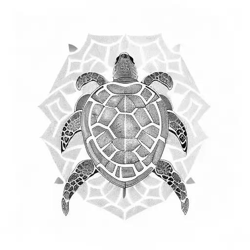 Combine Tribal Patterns With A Turtle To Symbolize Protection And Connection To Your Roots