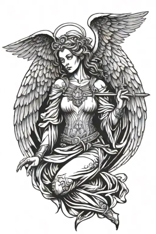 Shining White Light Warrior Female Angel