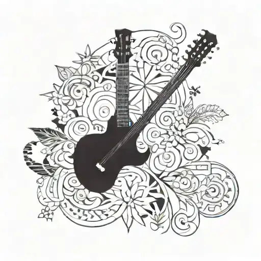 Texas State Shape With Guitar Going Through It