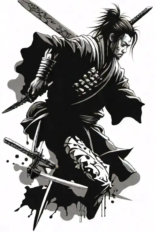 Trash Polka Samurai With Slashing Sword