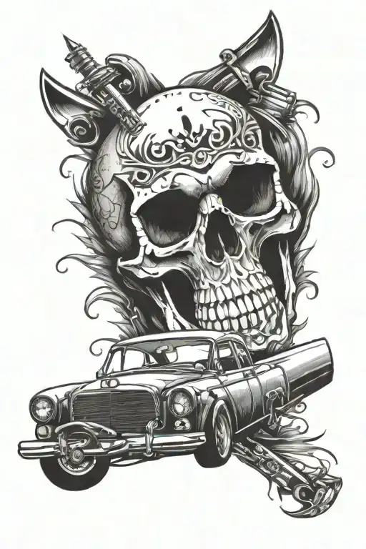 Skull And Car Speeding