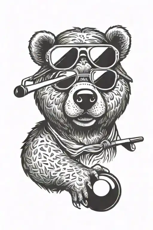 Golfing Bear With Sunglasses