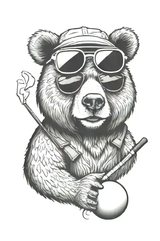 Golfing Bear With Sunglasses