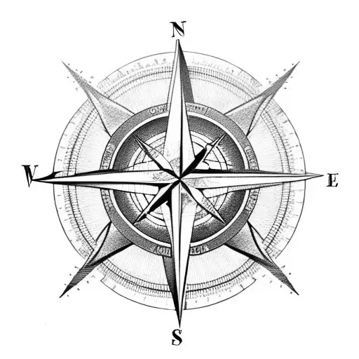A Compass Rose Intertwined With A Lighthouse