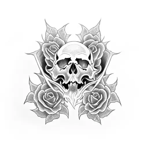 Dragon Skull Roses Sleeve