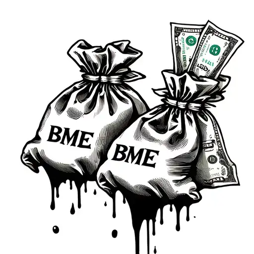 Word Bme And Money Bags With Blood Dripping