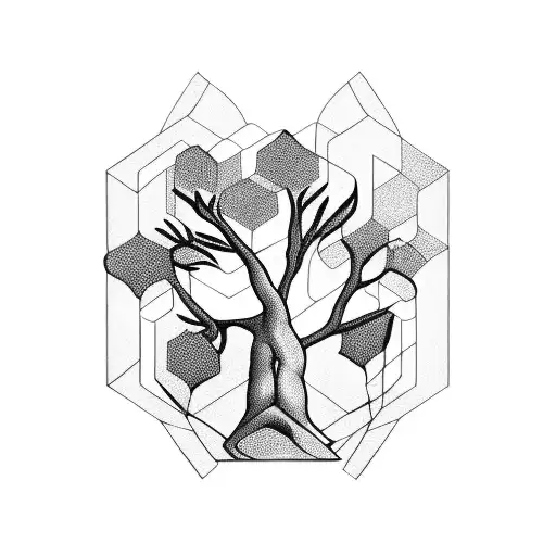 Olive Tree In Hexagonal Frame