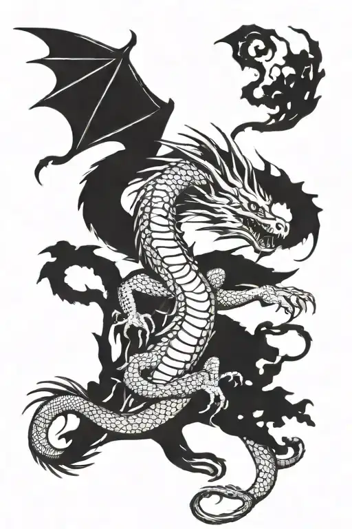 Dragon With Tail That Forms Into Tree