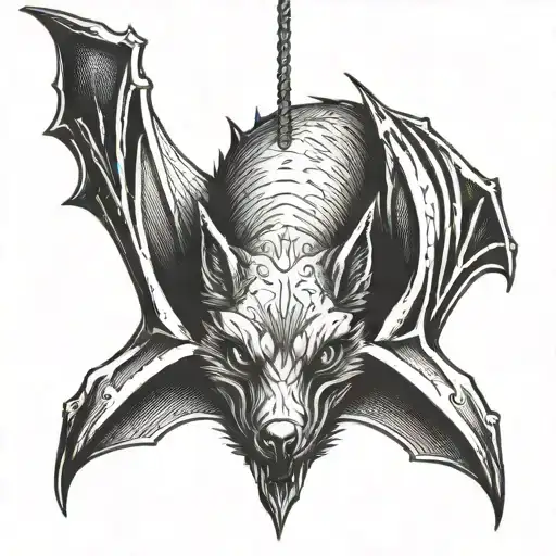 Fox Bat Hanging Upside