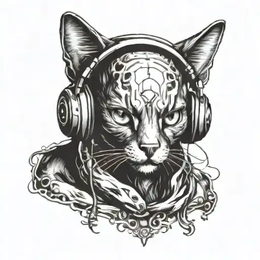 An Alien Cat Wearing Headphones
