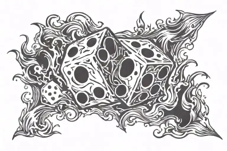 Dice In The Middle Of The Flames With The Writing Depa