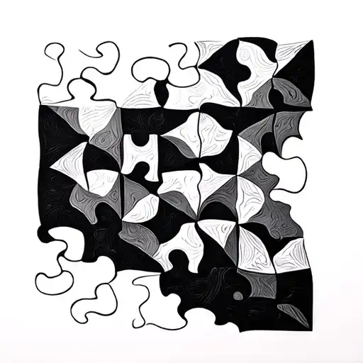 3D Puzzle Pieces Forming A Geometric Pattern