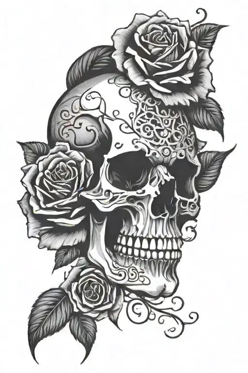 Rose And Skull Face