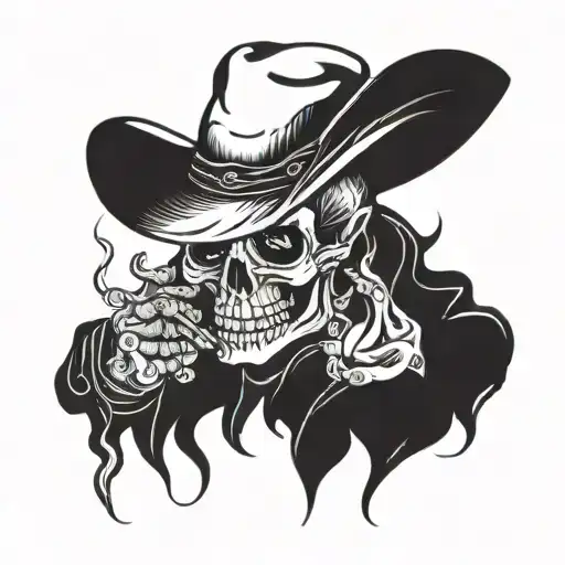 Cowboy Skull Smoking Cigarette